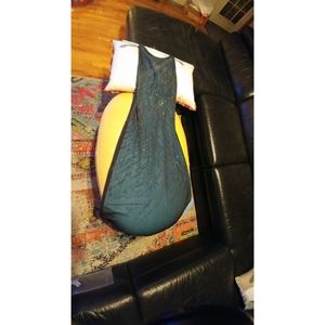 Sequined formal gown with criss-cross across lower